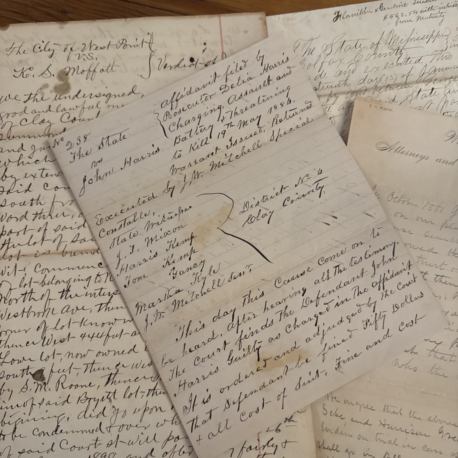 Original 1870s–1890s Mississippi Court Documents | Handwritten Legal