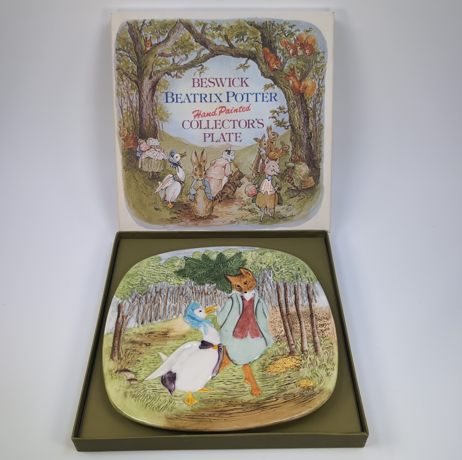 Beswick Beatrix Potter Plate Jemima Puddle Duck Fox Gentleman Nursery Baby Room