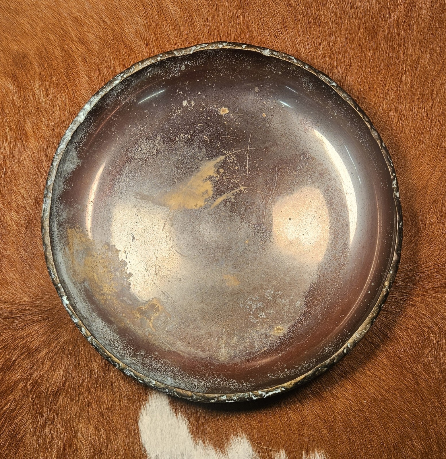 Vintage 4 lb 8oz-10 In Solid Cast Bronze w/Beautiful Patina Bowl/Charger