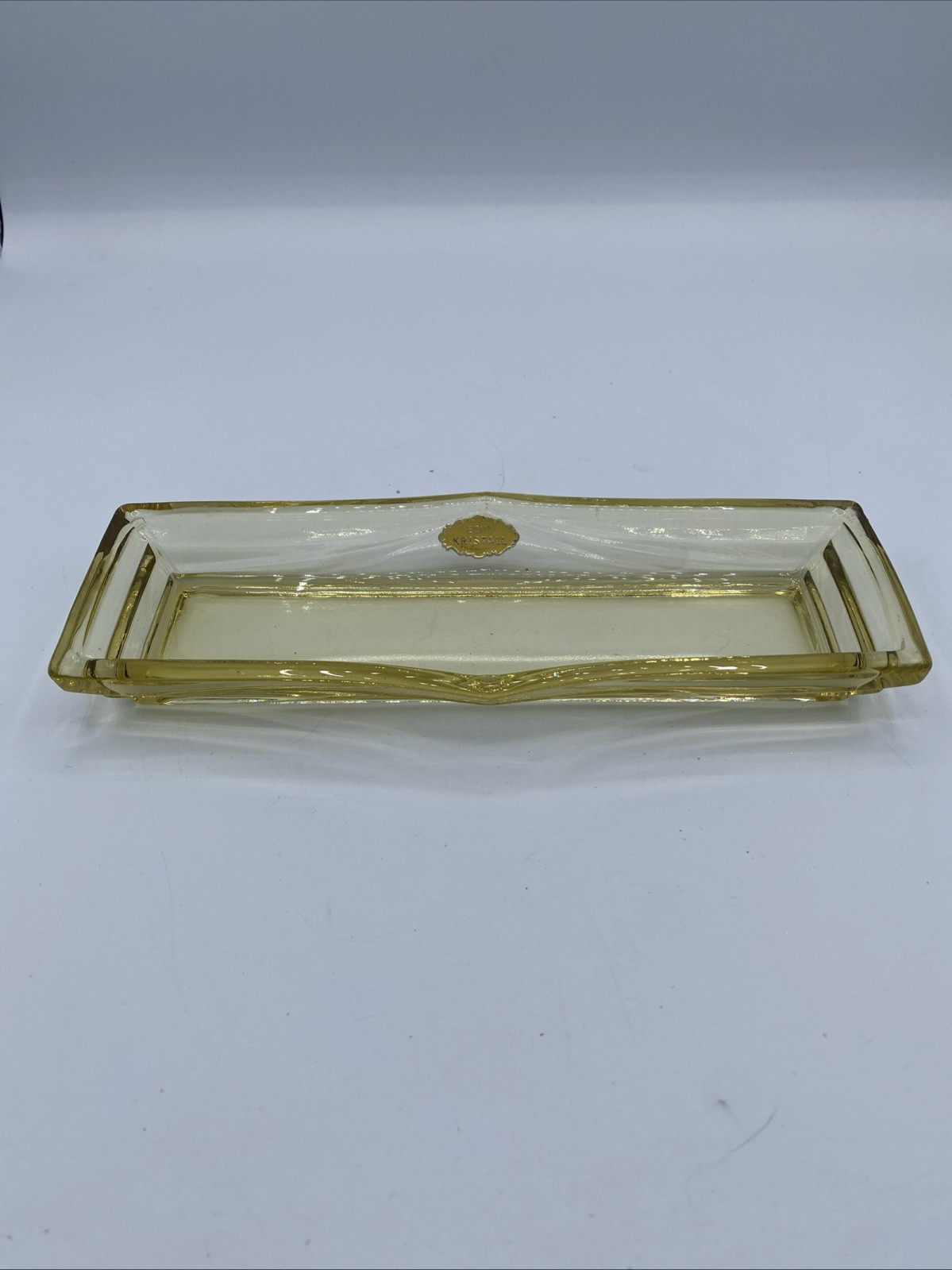 Vintage Echt Kristall Yellow Faceted Glass Tray Vintage Echt Kristall Yellow Faceted Glass Tray