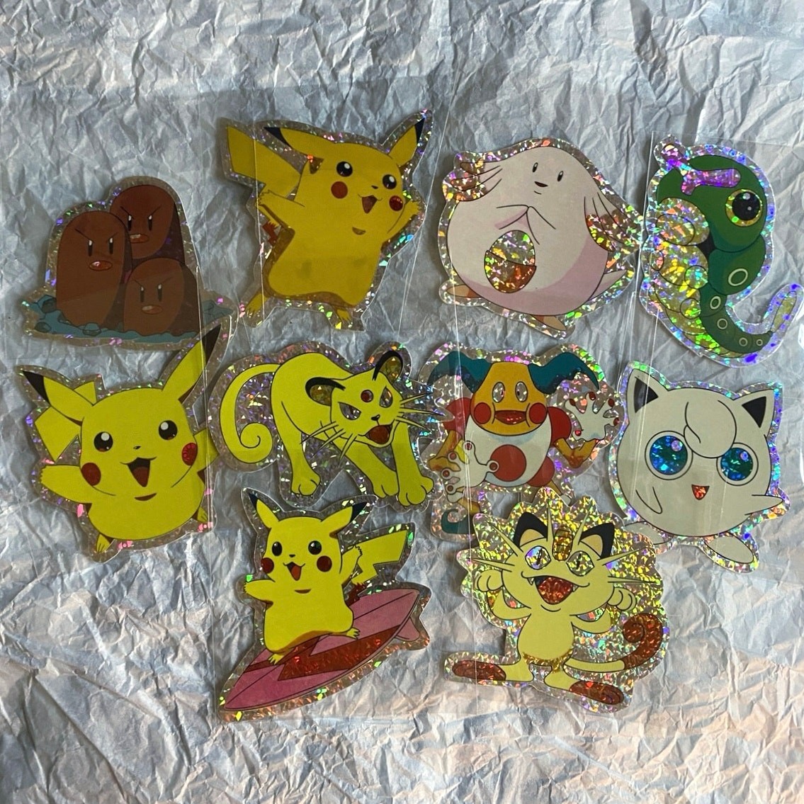 Vintage 90s Pokemon Rare Ice Holo Sticker Set of 10