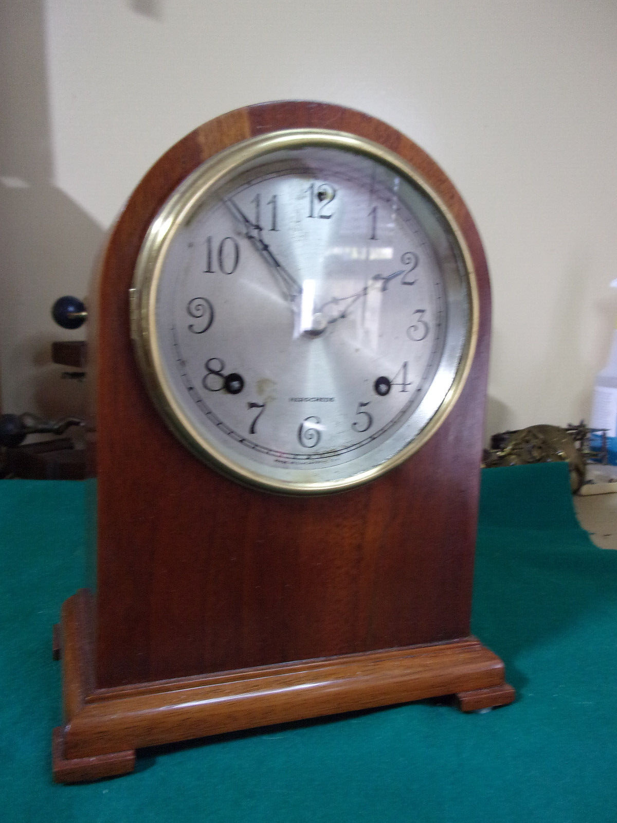 Nice Original Hershede Time & Strike Mantel Clock- Runs Fine as Wine