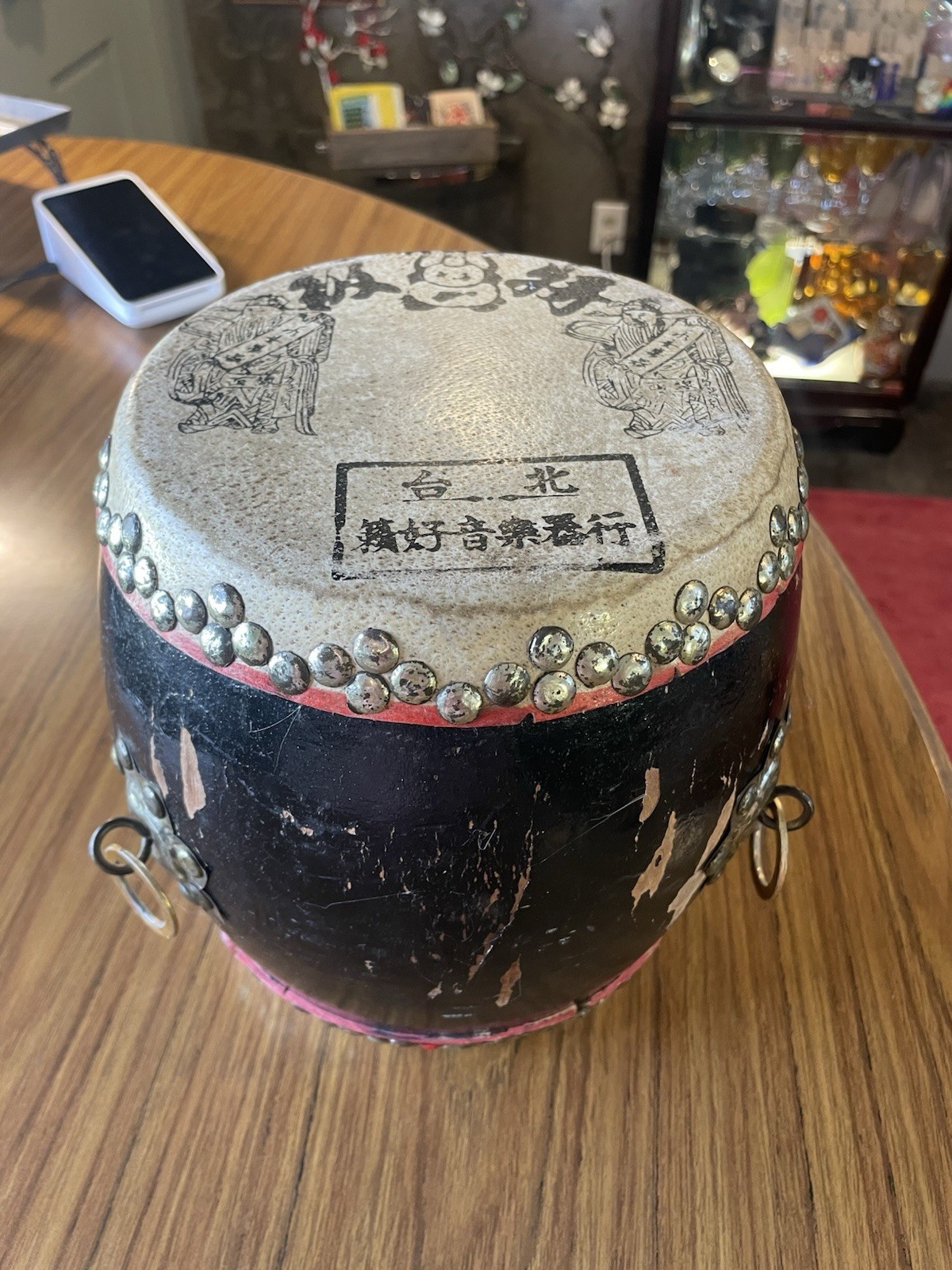 Antique Chinese Tanggu Or Lion Dance Drum. 9 Inches Tall Antique Chinese Tanggu Or Lion Dance Drum. 9 Inches Tall