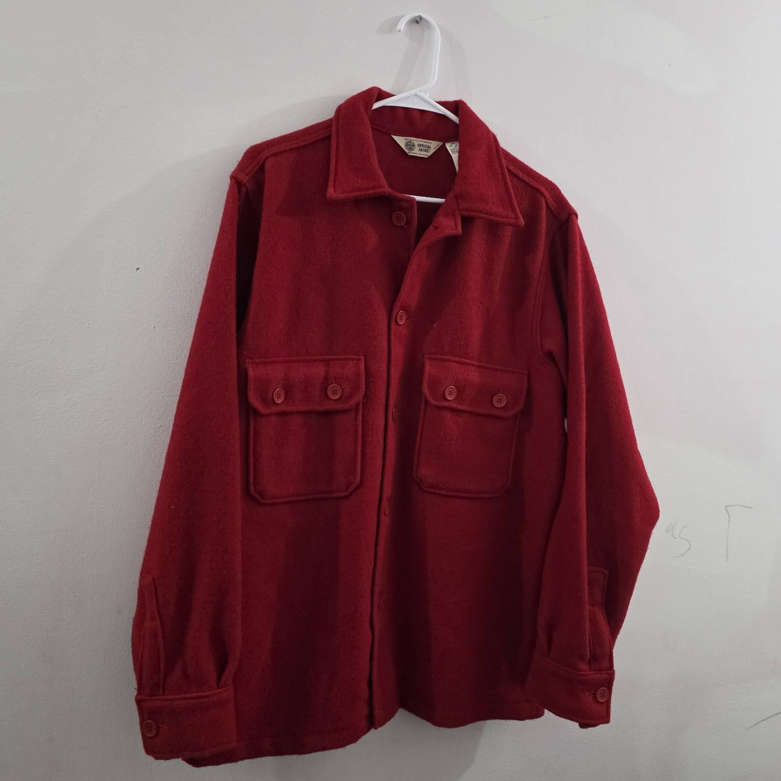 Vintage Boy Scouts of America Red Wool Jacket Coat Mens 42 USA Made