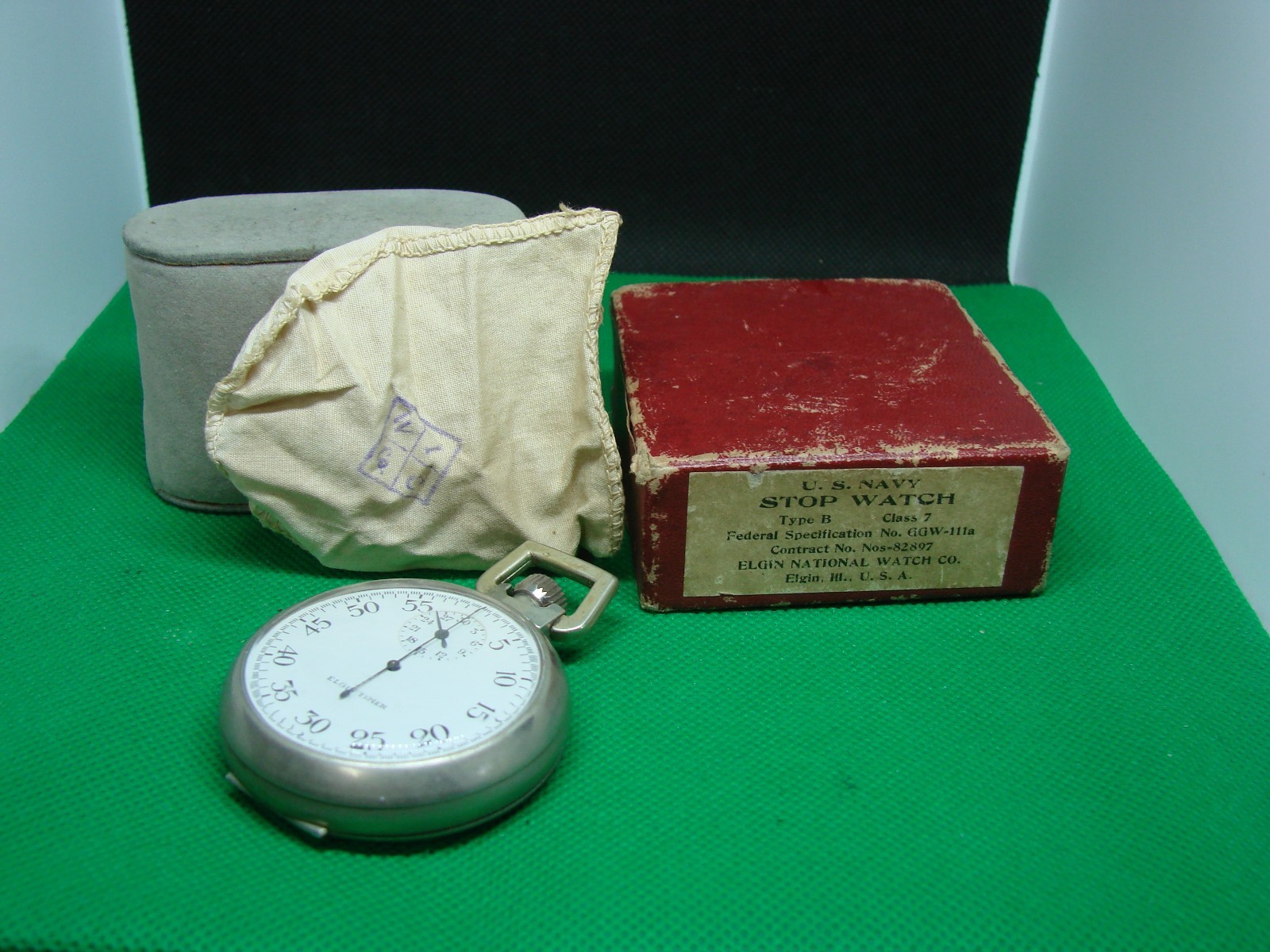 WWII Elgin Timer US Navy Pilot Navigation Stop watch in Original Box BU AERO