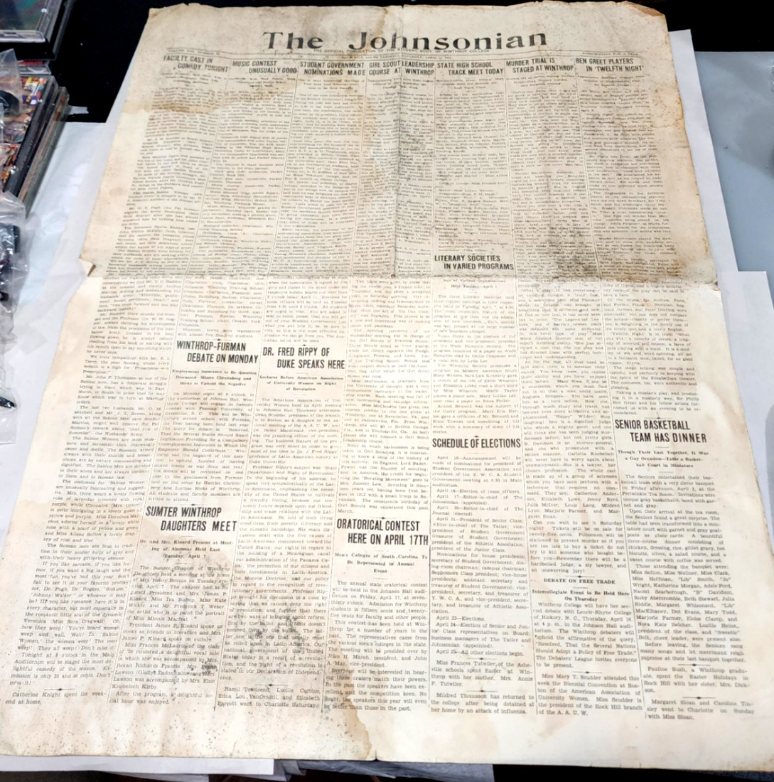 1931 The Johnsonian Newspaper Winthrop College Rock Hill South Carolina Ephemera