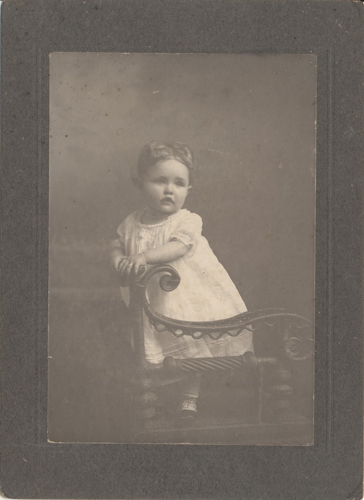 1906 BEAUTIFUL BABY ON CHAIR Cabinet Card photo; Kampsville, IL; IDENTIFIED 1906 BEAUTIFUL BABY ON CHAIR Cabinet Card photo; Kampsville, IL; IDENTIFIED