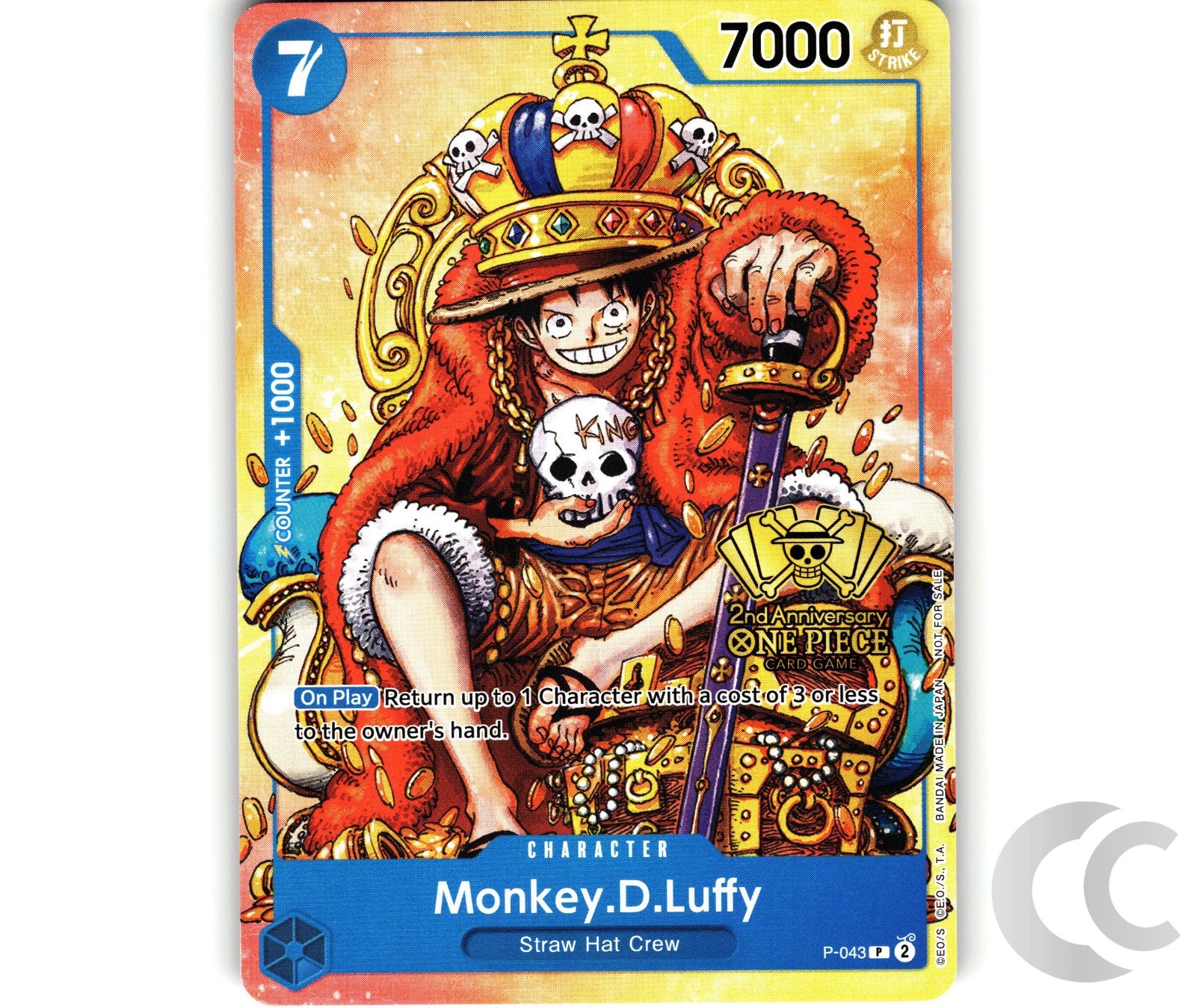 Monkey D Luffy P-043 2nd Anniversary Stamp ONE PIECE Card Game English NM