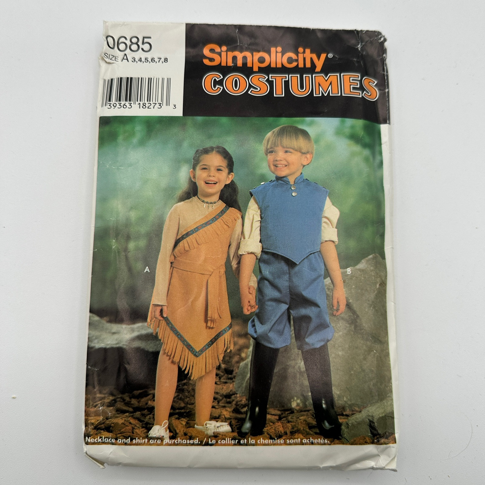 1995 Simplicity Sewing Pattern 0685 Childs Costumes 2 Designs Size 3-8 Vtge 1995