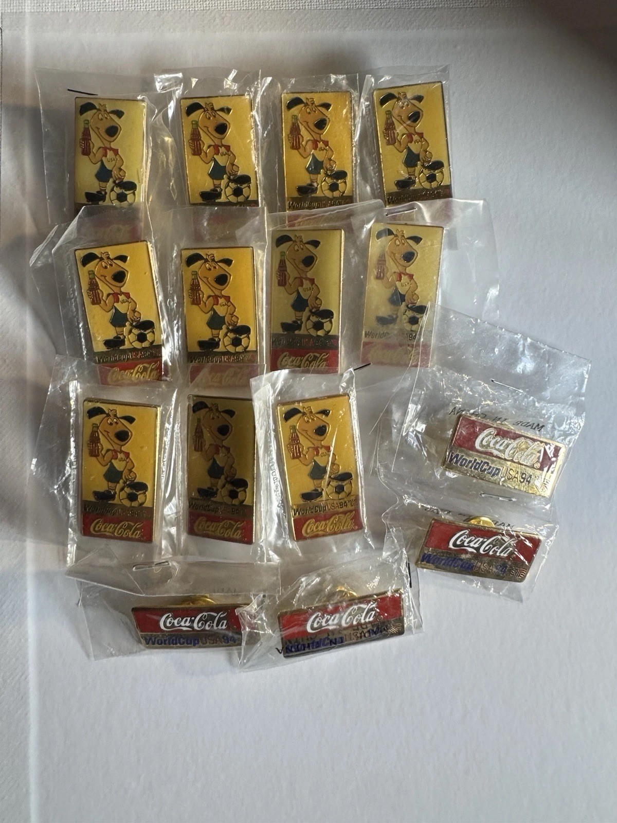 Vintage 1994 World Cup USA Coca-Cola Lapel Pins Lot - Striker Mascot
