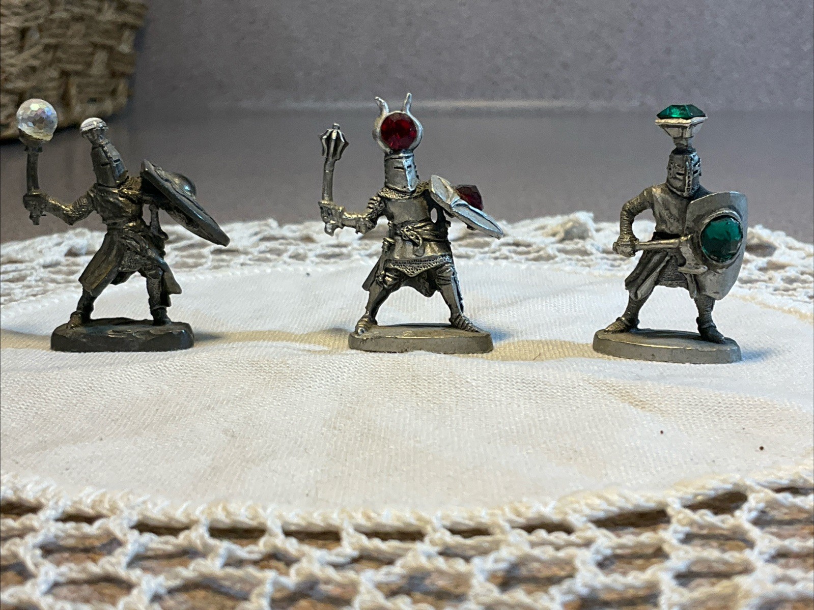 Vintage 1980’s Artist Ray Lamb Perth Pewter 3 Warriors With Crystals Signed
