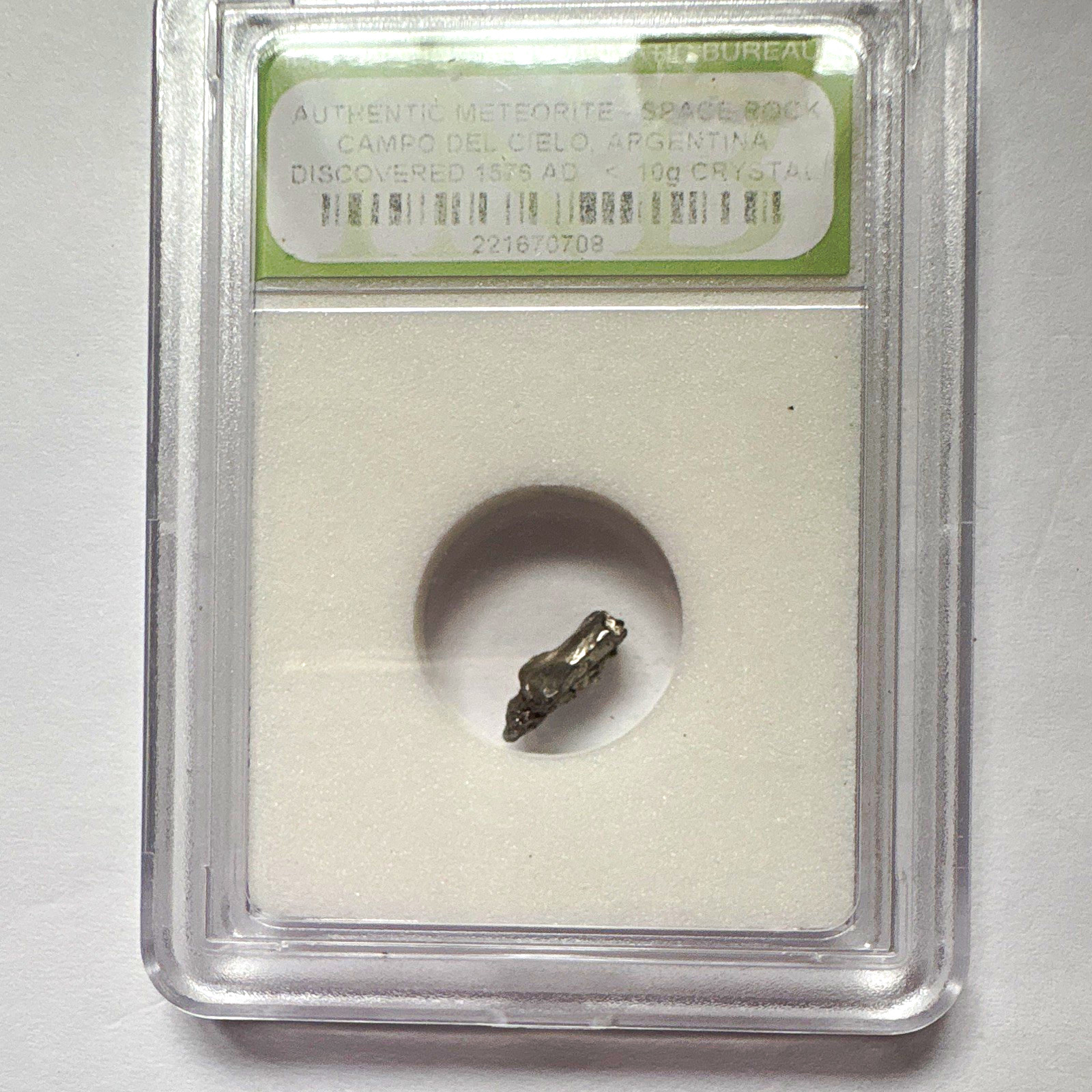 Authentic Campo del Cielo Argentina Meteorite Fragment Specimen in Case Authentic Campo del Cielo Argentina Meteorite Fragment Specimen in Case