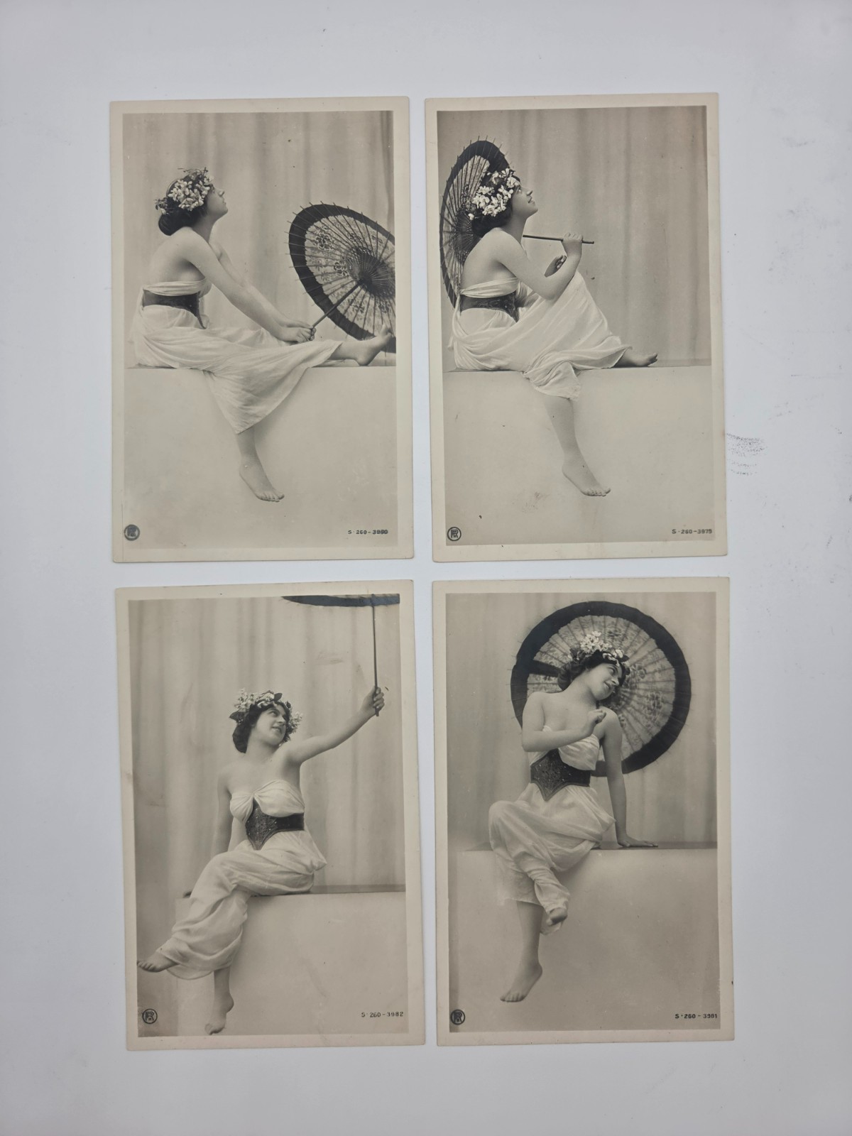 Antique Postcard Lot 4 Edwardian Lady Parasol Photo Glamour Undivided Back Antique Postcard Lot 4 Edwardian Lady Parasol Photo Glamour Undivided Back