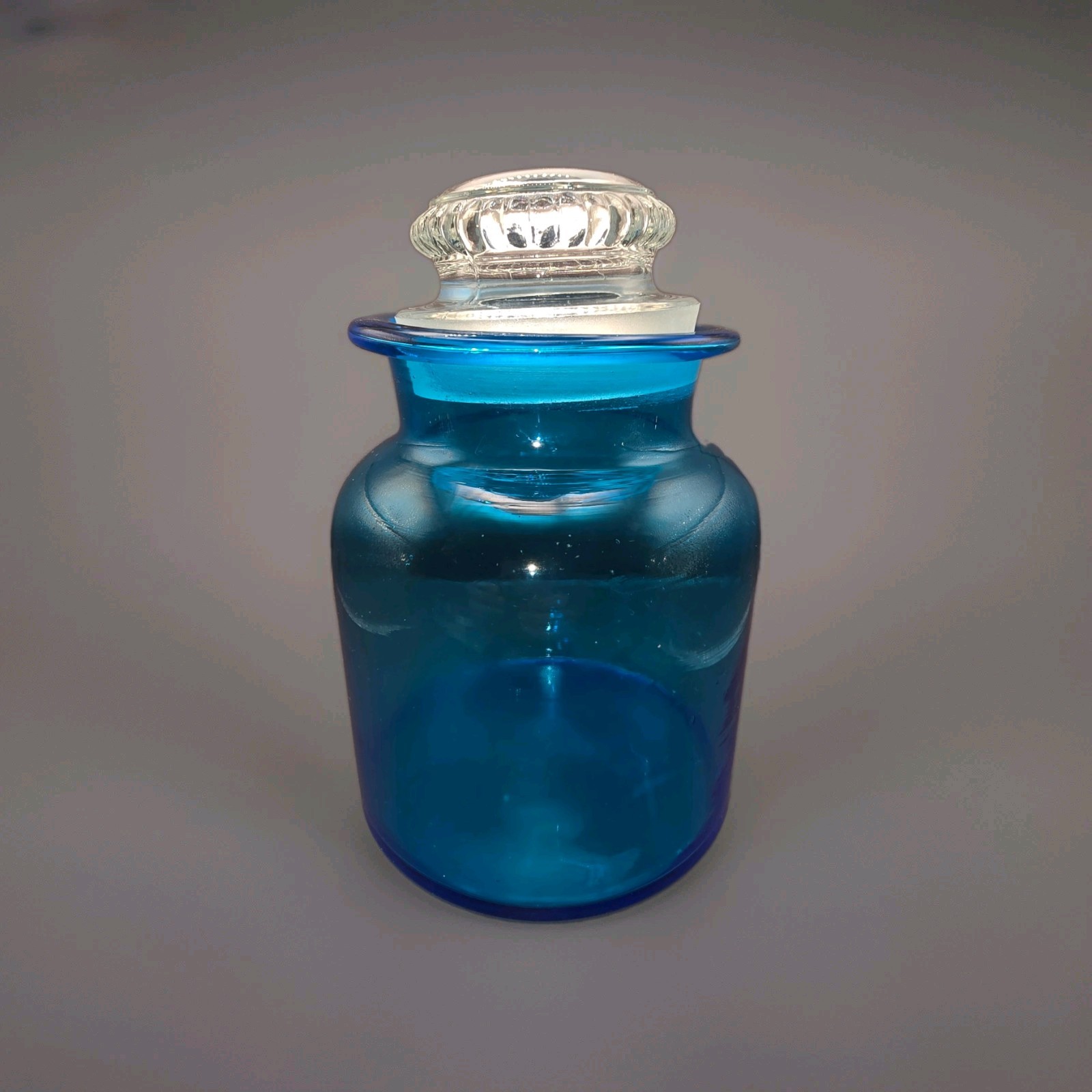 1930s AQUA BLUE Glass Jar Pot With CLEAR Unique Lid Retro Kitchen Decorative 1930s AQUA BLUE Glass Jar Pot With CLEAR Unique Lid Retro Kitchen Decorative