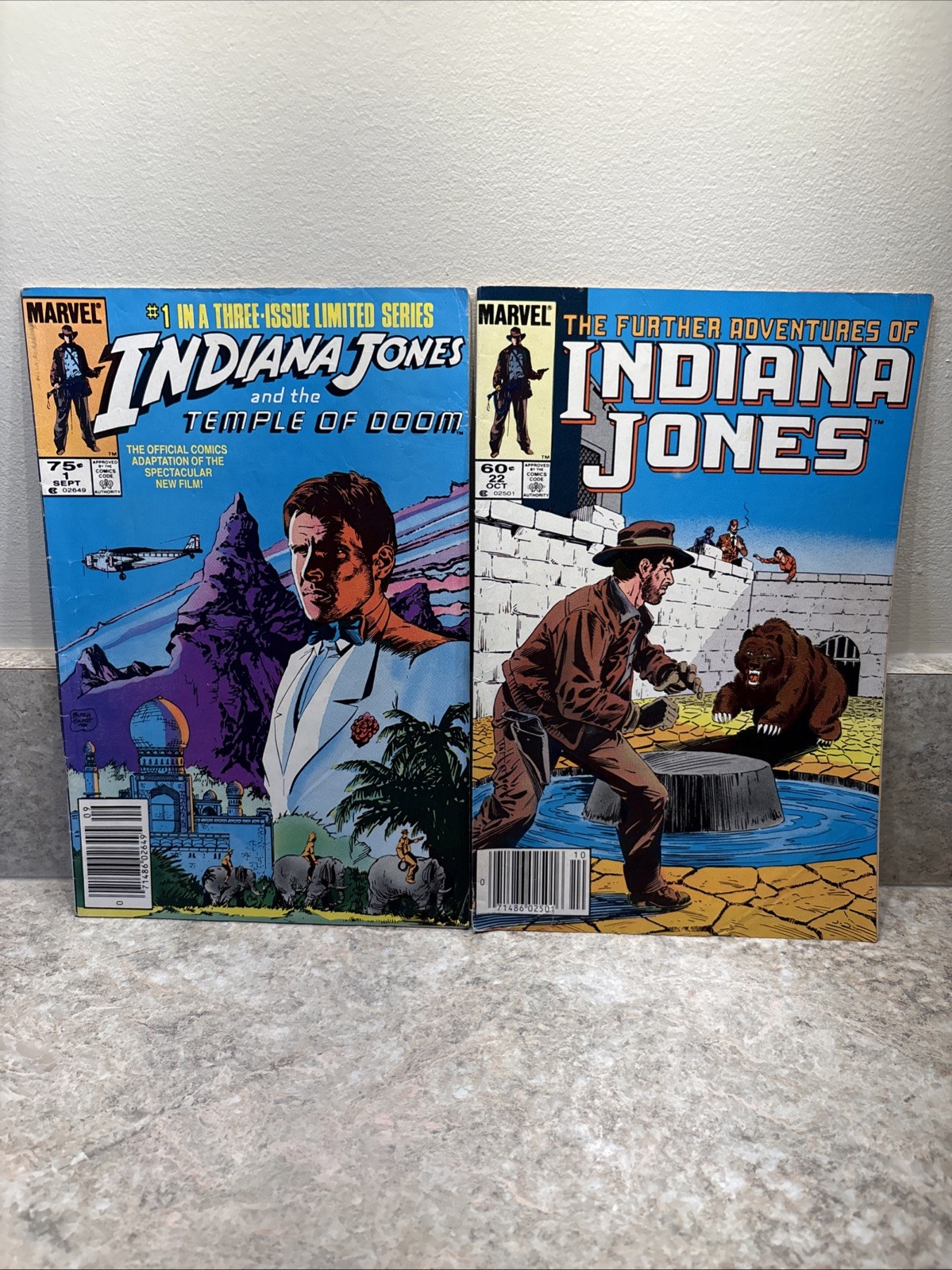 Vintage Indiana Jones Comic Lot #1 & 22 Movie Marvel Adventure Action Books VTG