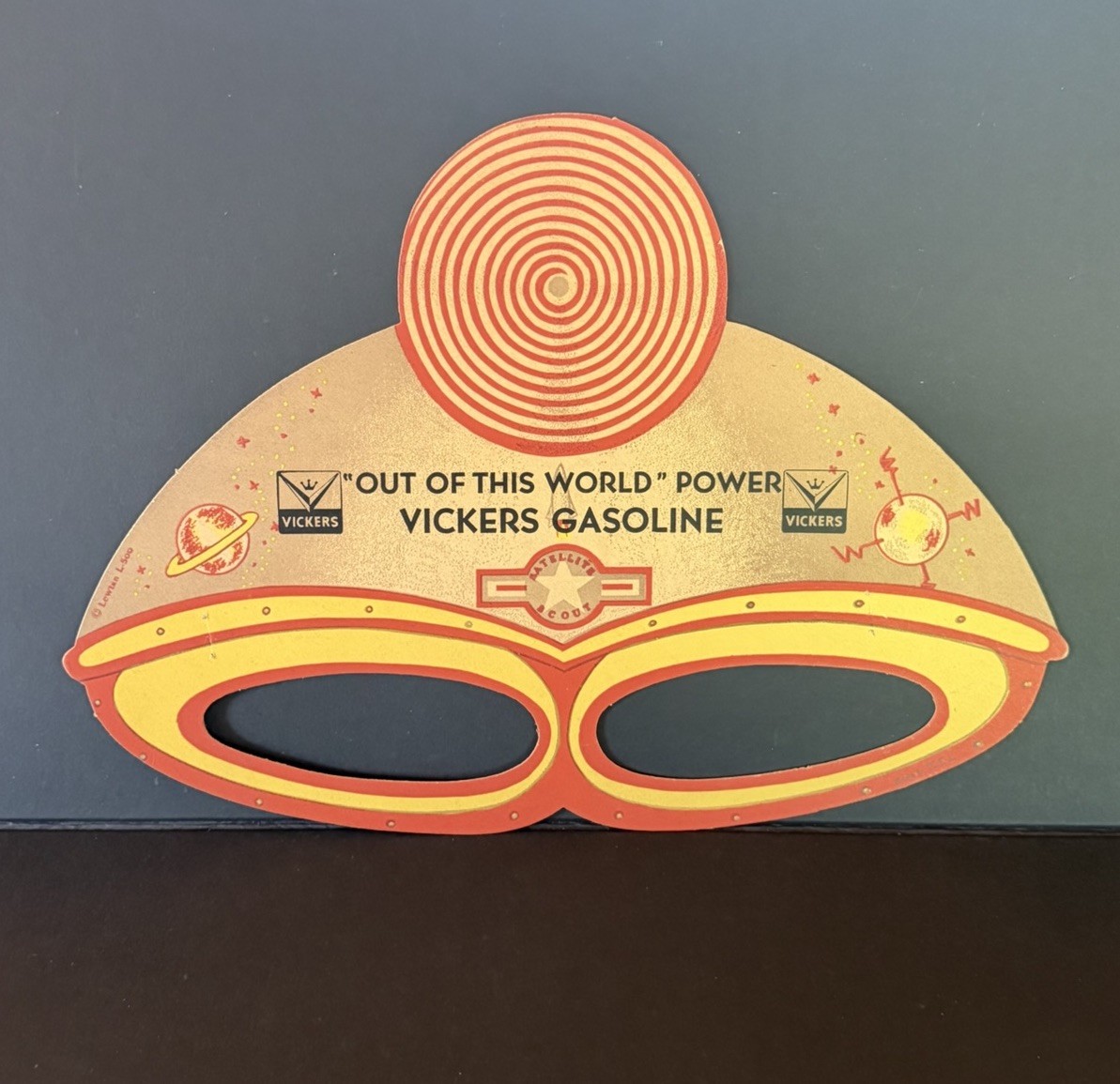 Vintage 1950's VICKERS GASOLINE Paper Space Helmet Mask Toy Petroliana RARE