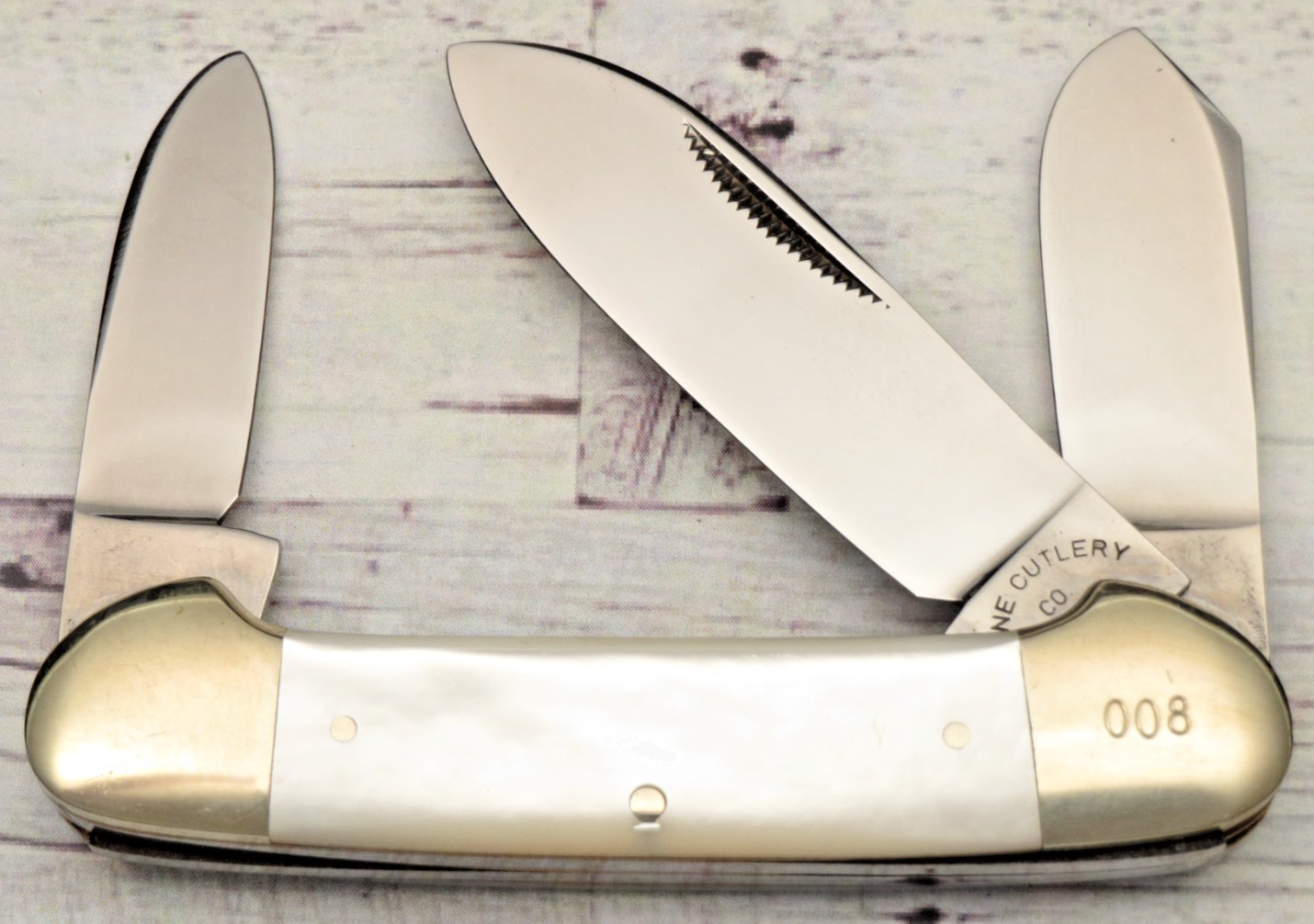 Vintage 1990\'s KANE CUTLERY Solingen Three - Blade Canoe Knife  - Pearl Handles