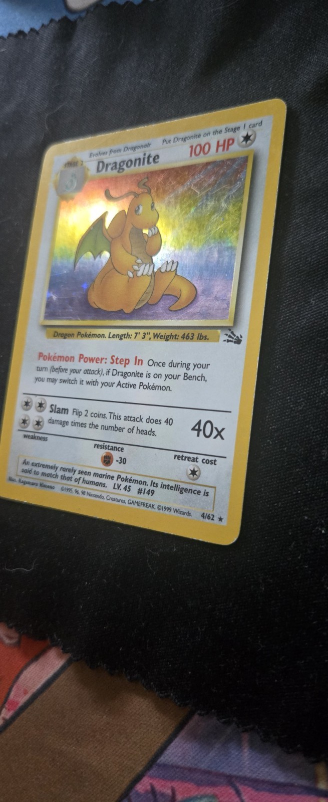 Pokemon Cards Dragonite 4/62 Fossil Unlimited Holo Rare 1999 Pokemon Cards Dragonite 4/62 Fossil Unlimited Holo Rare 1999