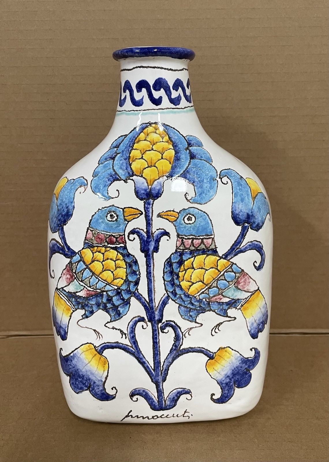 Vintage Romano Innocenti Made In Italy Hand Painted Vase 10.5”