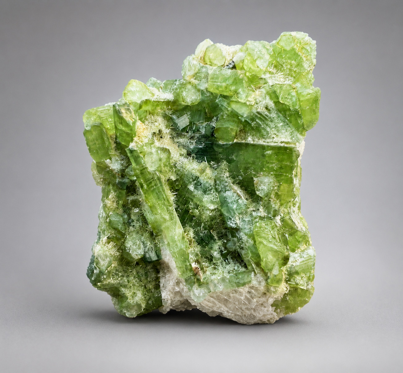 62ct | Natural Green Tourmaline Crystal Cluster Bunch Specimen - Afghanistan.