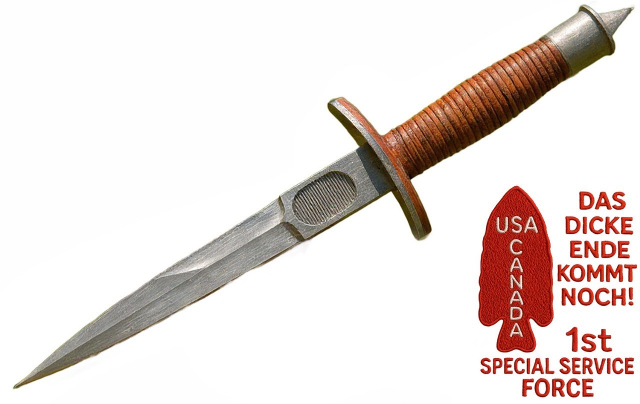 V-42 Devil's Brigade Dagger Knife Case Fix Double Edge Blade Fighting WW2