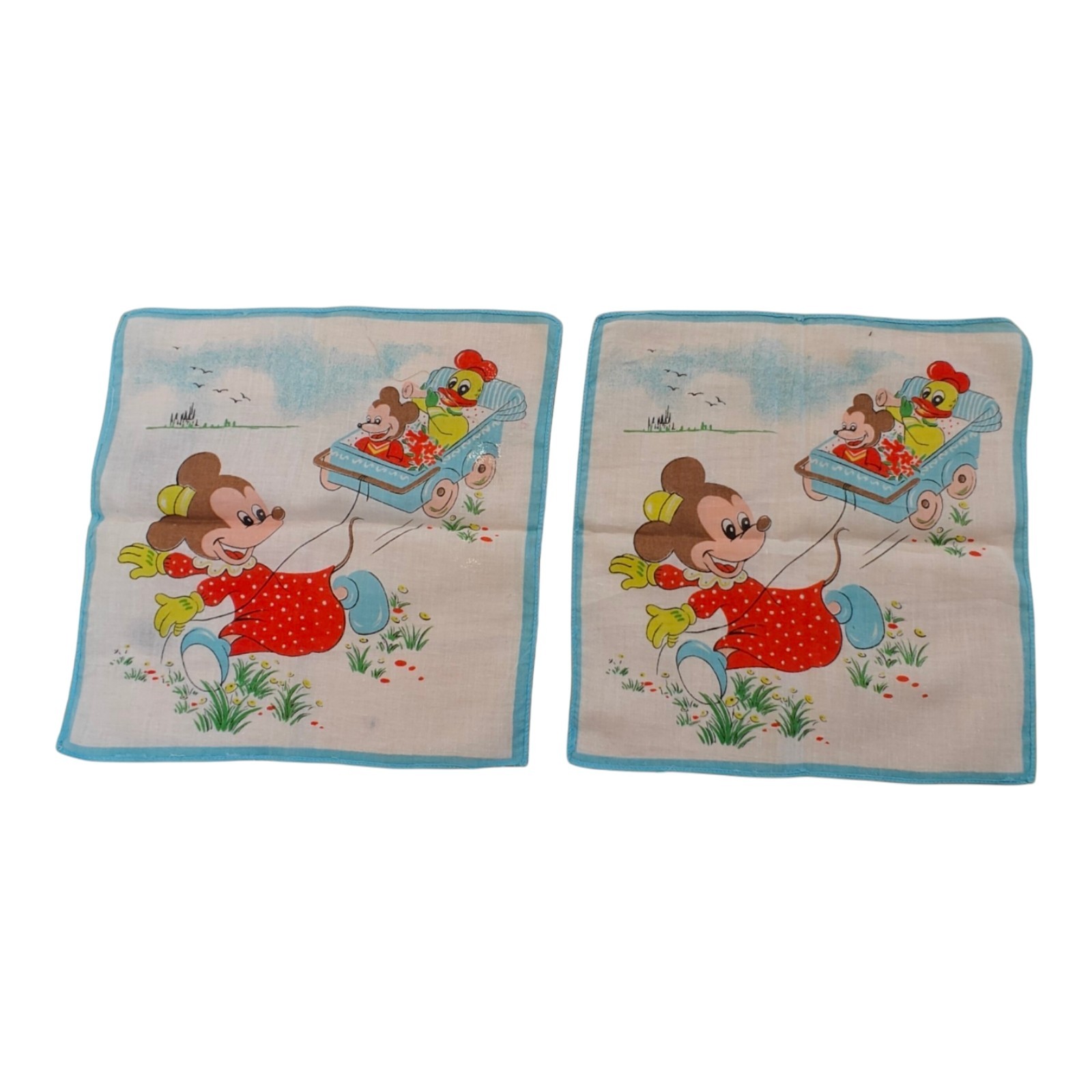 Vintage Child's Walt Disney Production  Micky Mouse Hankercheif Lot Of 2