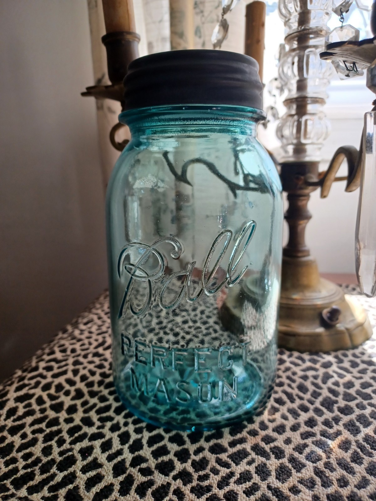 Antique # 13 Ball Perfect Mason Jar Aqua Blue Quart Antique # 13 Ball Perfect Mason Jar Aqua Blue Quart