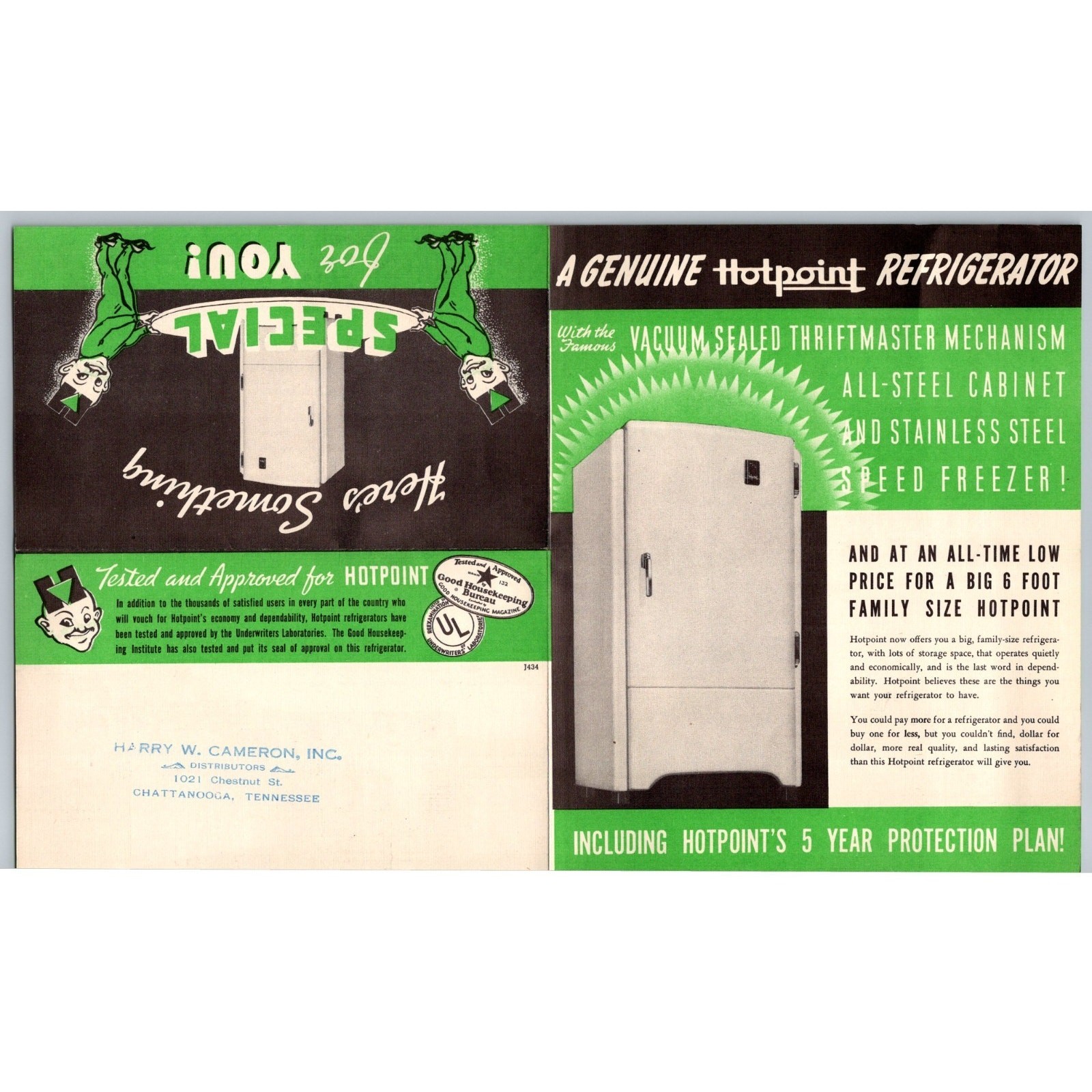 c1930s Hotpoint Refrigerator Vintage Foldout Brochure Flyer