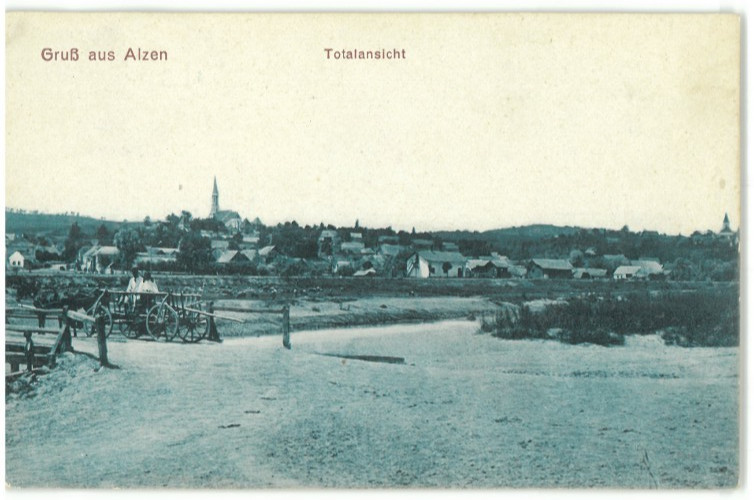 Postcard greeting from Alzen (Alțâna/Alcina) Transylvania - total view - RARE