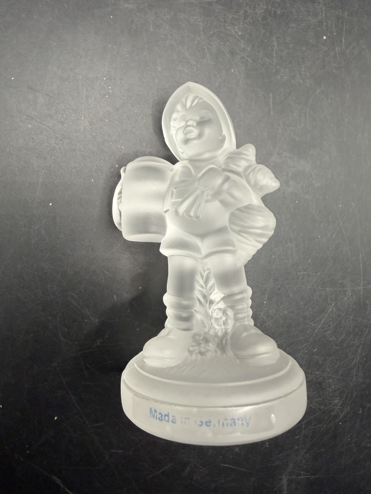 Vintage Goebel Hummel Frosted Crystal Glass Figurine Merry Wanderer 1992 