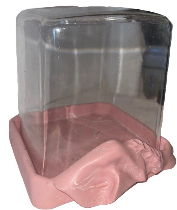 RARE Vintage MCM Thick Lily Flower Lucite & Incolay Tissue Box Holder Cover Pink RARE Vintage MCM Thick Lily Flower Lucite & Incolay Tissue Box Holder Cover Pink