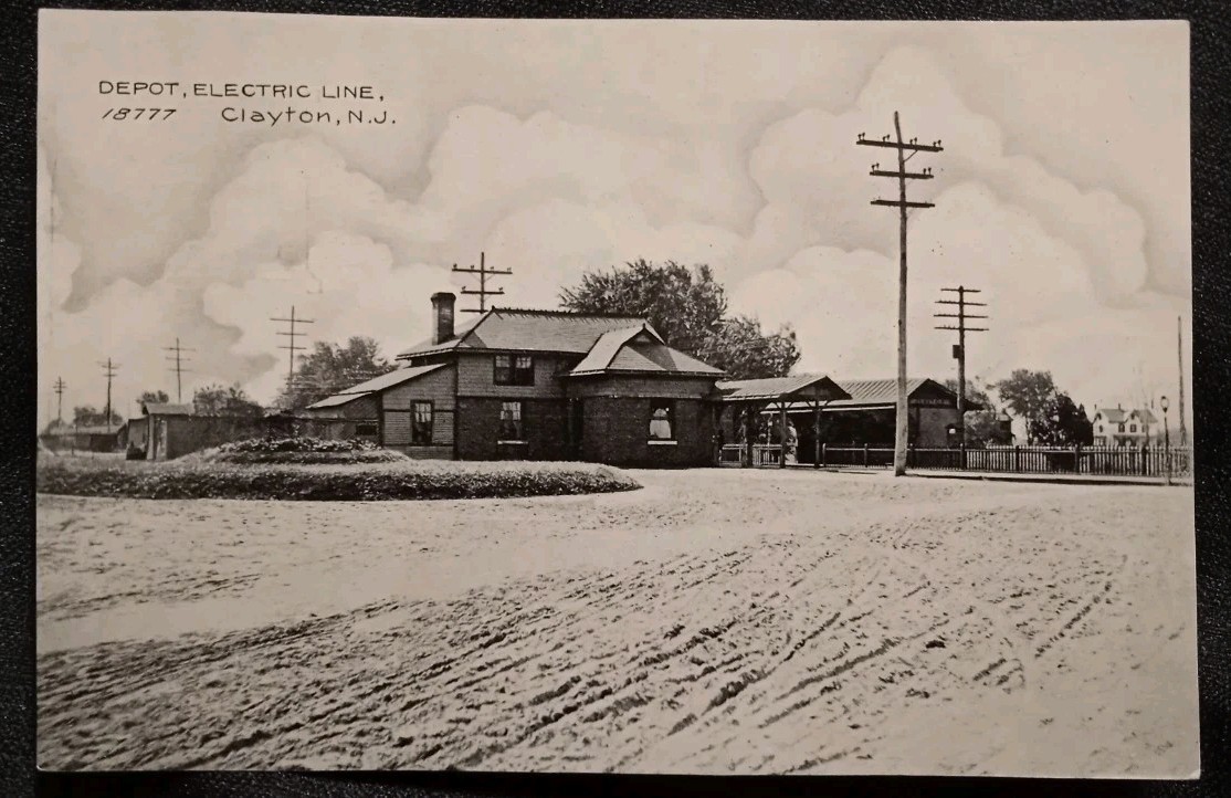 Vintage 1900s Depot Electric Line Clayton, New Jersey Postcard Train Vintage 1900s Depot Electric Line Clayton, New Jersey Postcard Train