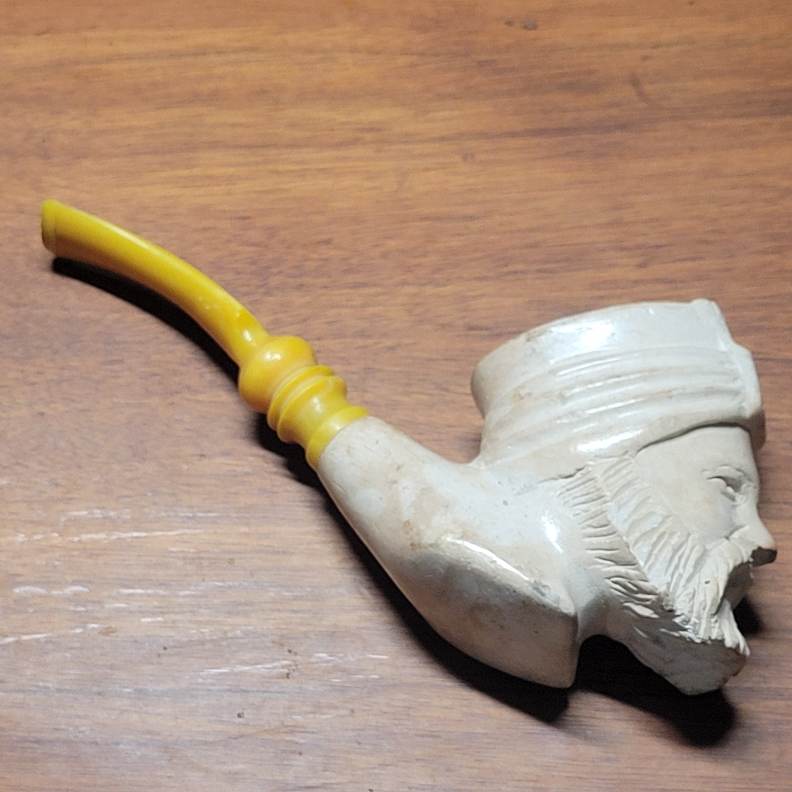 Large 1930s Turkish Block Meerschaum Sultan Head Tobacco Pipe W/Bakelite Stem 