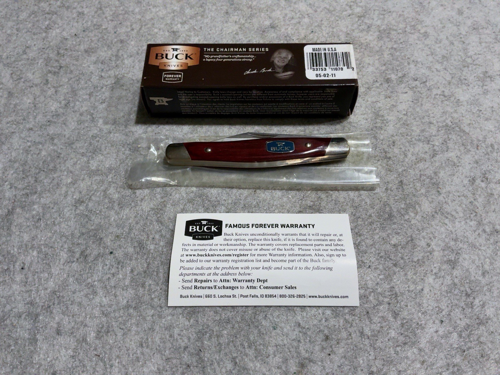 2011 Buck USA 302 0301CWS-B Chairman Series Solitaire Pocket Knife New In Box