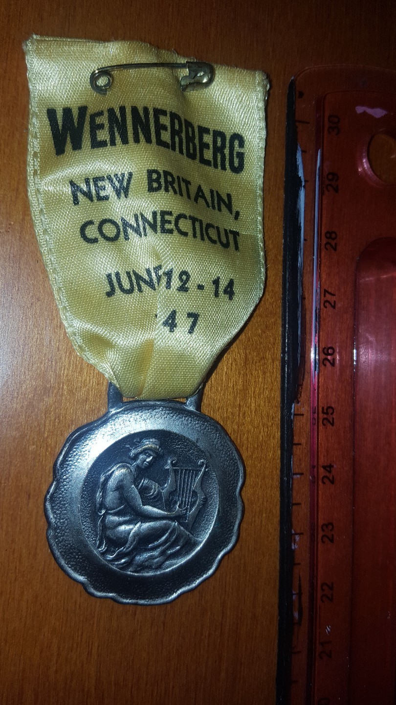 1947 A.U.S.S. American Union Swedish Singers WENNERBERG MEDAL RIBBON CONNECTICUT