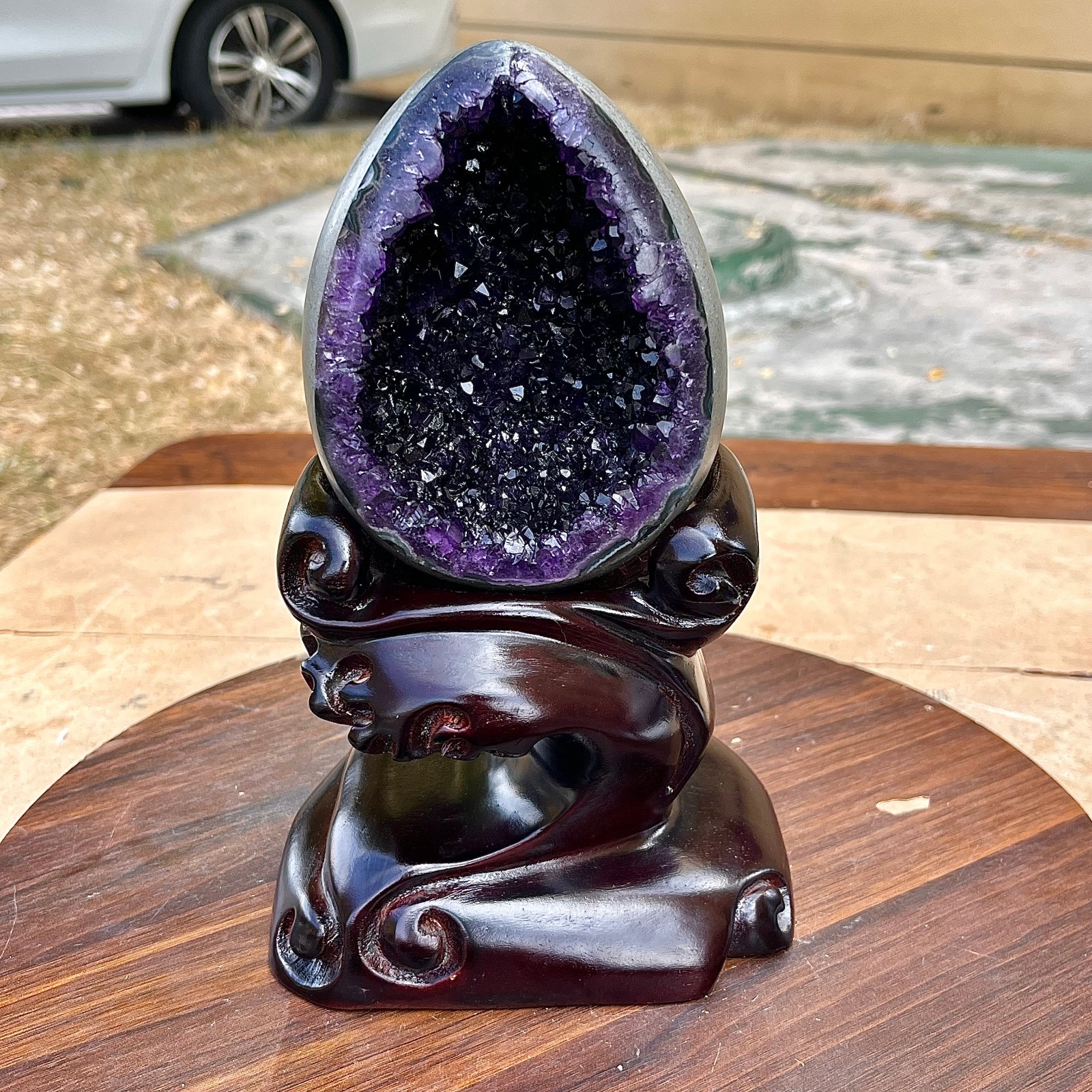 2.31LB A+ Natural Rare Uruguayan amethyst dragon egg cave decoration