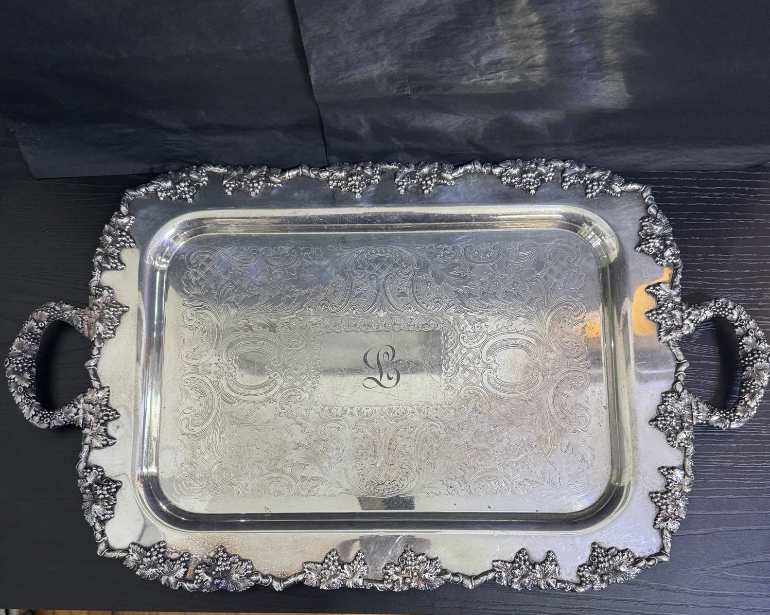 Antique Crescent (1954 USS SOLEY WARDROOM) OFFICER MESS SILVER PLATE Platter L