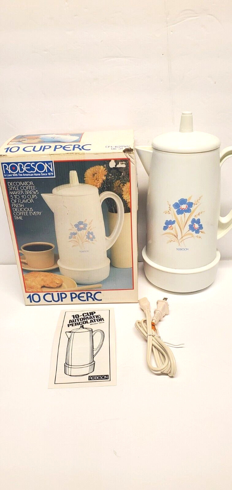 Vintage 1970-80's Robeson CP1-1629WH The 10 Cup Perc Coffee Pot