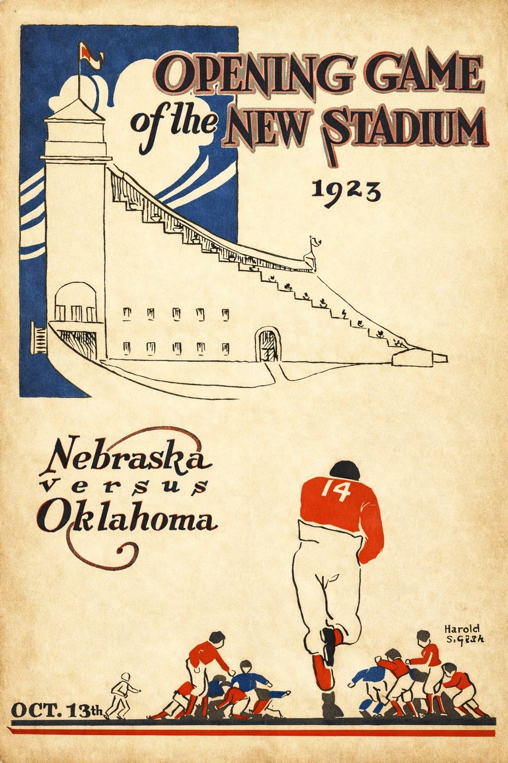 🏈 1923 Nebraska vs Oklahoma Football Poster - Vintage Sports Decor 24x36” -