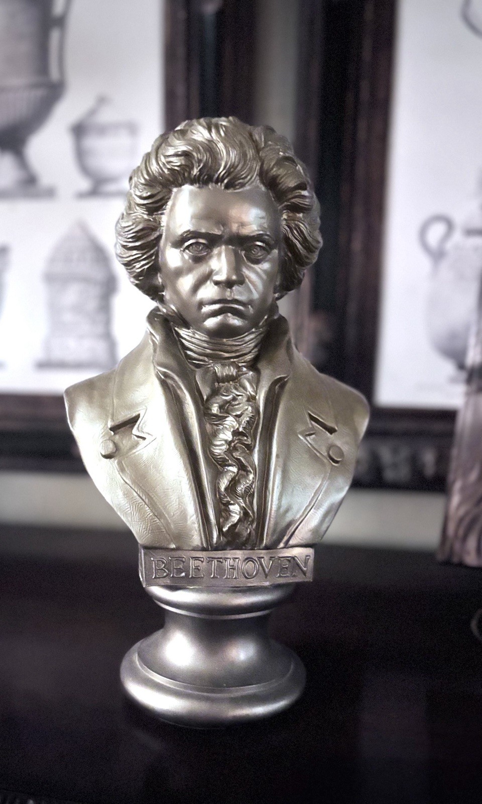 Vintage 1968 Belwin 16” Beethoven Bust Statue Figurine Bronze Resin Mid Century