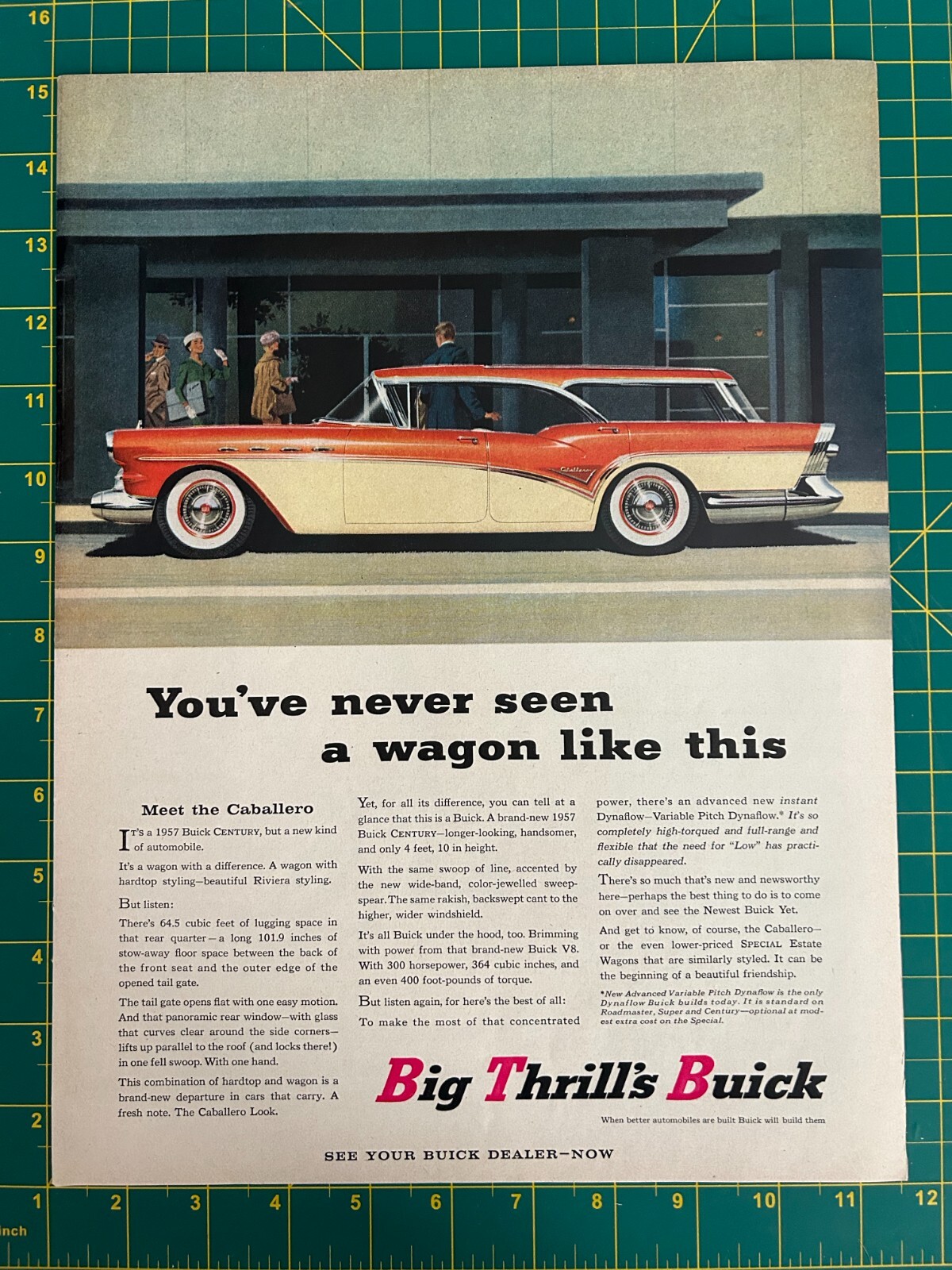 1957 Vintage Buick Cabellero Station Wagon Big Thrills Orange 2 Tone Print Ad Q1 1957 Vintage Buick Cabellero Station Wagon Big Thrills Orange 2 Tone Print Ad Q1