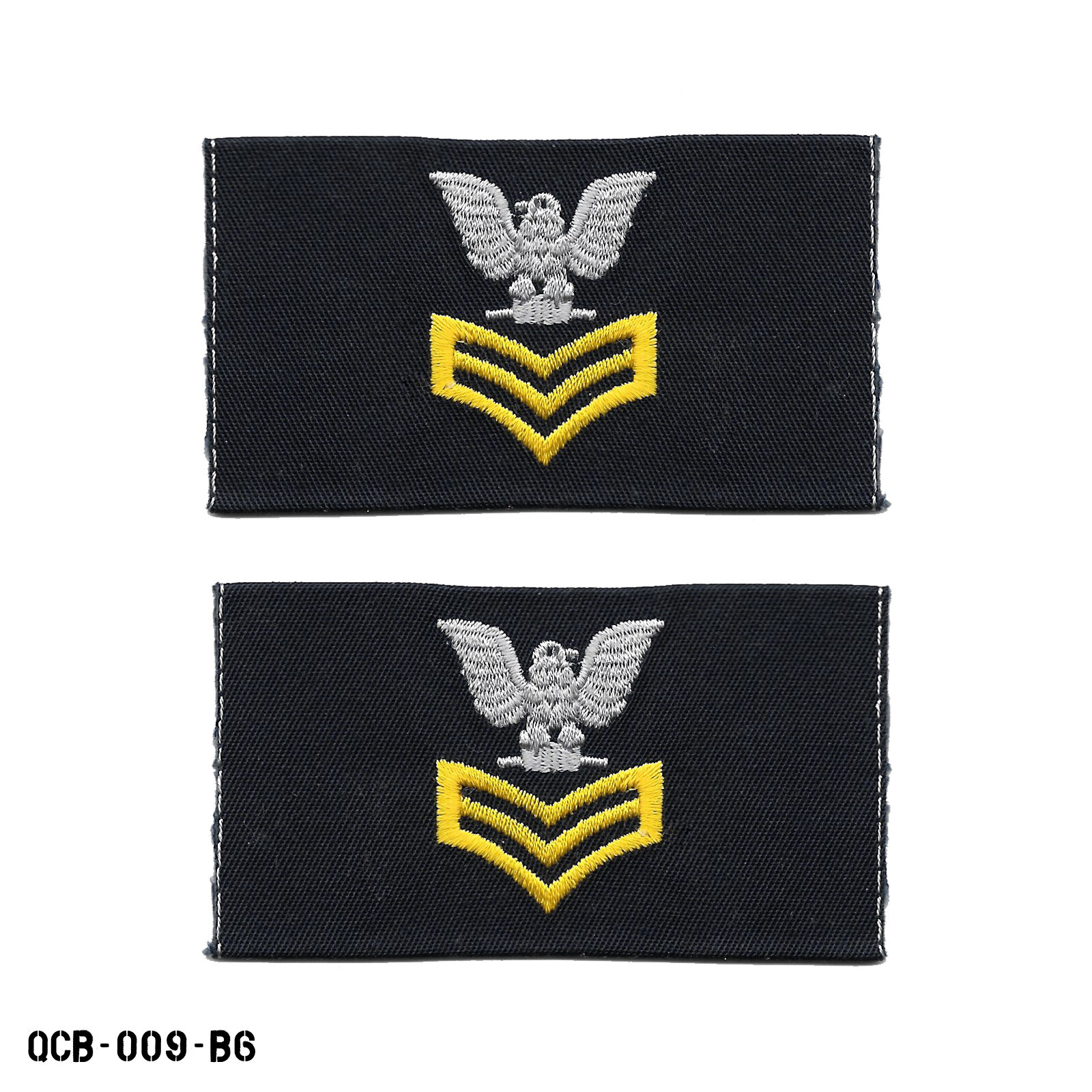 PAIR US Navy NWU Blue Coverall Collar Patches Petty Officer 1st Class PO1 E-6