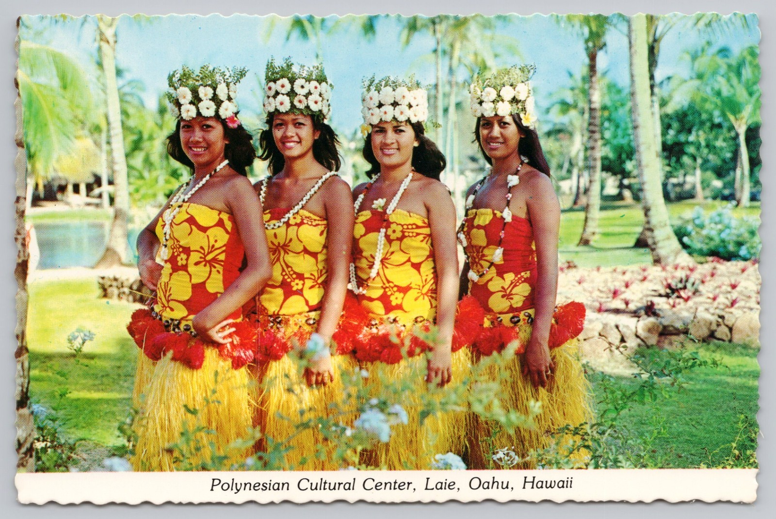 Postcard Polynesian Cultural Center Laie Oahu Hawaii 4 Ladies Continental