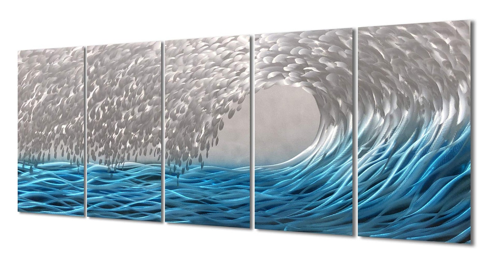 Yihui Arts Metal Wall Art - Silver Sea Waves 3D Sculpture, 5 Piece ... Fast Ship Yihui Arts Metal Wall Art - Silver Sea Waves 3D Sculpture, 5 Piece ... Fast Ship