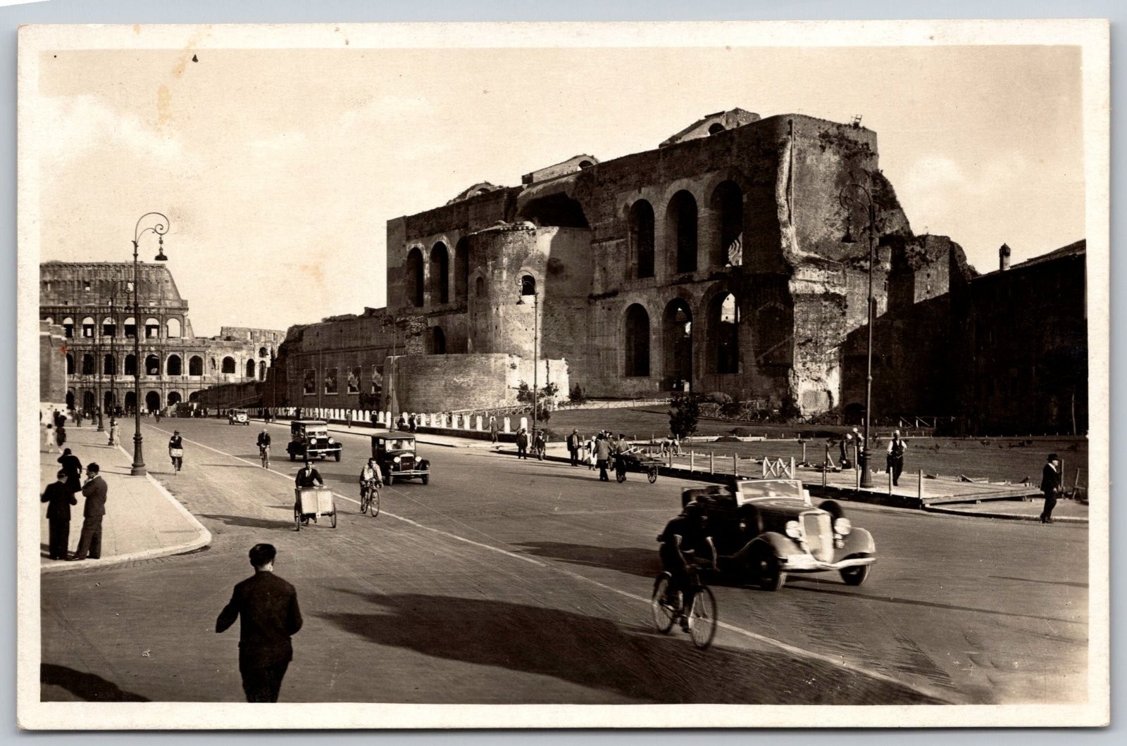 Rome Italy Colosseum Via dell\'Impero Empire Street RPPC Postcard BB570 Rome Italy Colosseum Via dell\'Impero Empire Street RPPC Postcard BB570