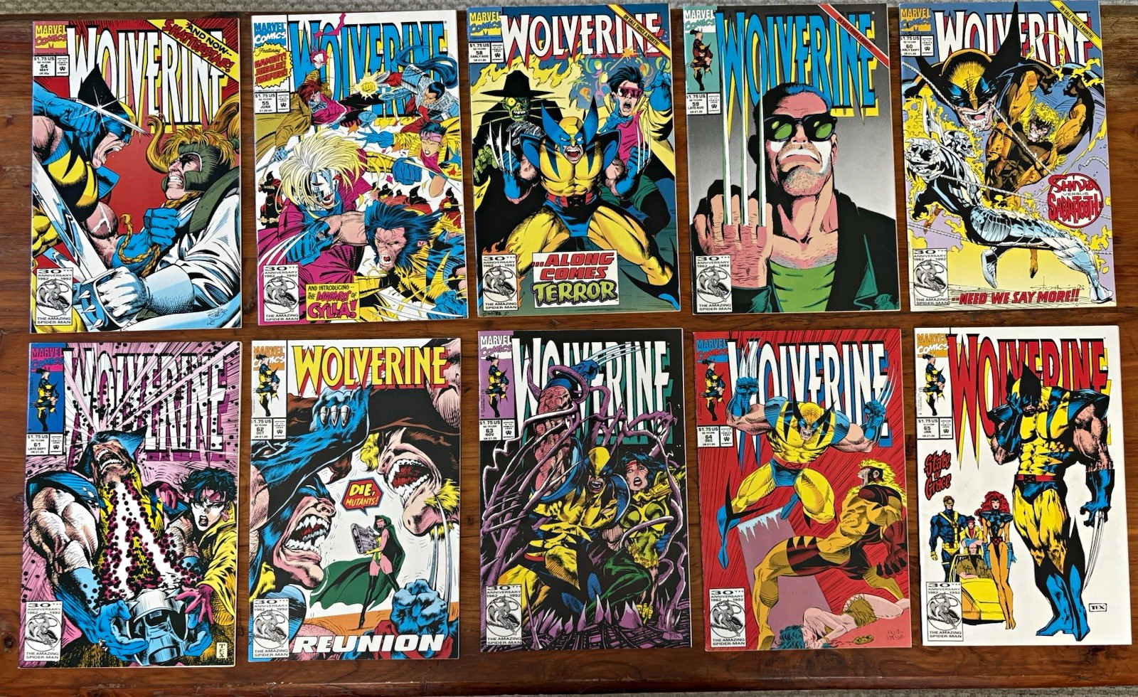 Wolverine #54,55,58-65. 1992-3 Shatterstar, Jubilee, Sabretooth. Pristine Wolverine #54,55,58-65. 1992-3 Shatterstar, Jubilee, Sabretooth. Pristine