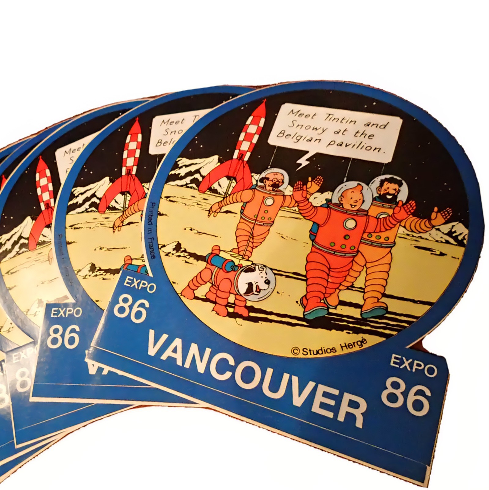 Rare 1986 Tintin Sticker Studio Hergé Expo Vancouver Belgian Pavilion Vintage Rare 1986 Tintin Sticker Studio Hergé Expo Vancouver Belgian Pavilion Vintage
