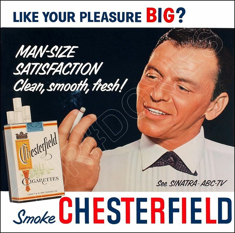 1950\'s Frank Sinatra Chesterfield Store Counter Standup Sign Reprint