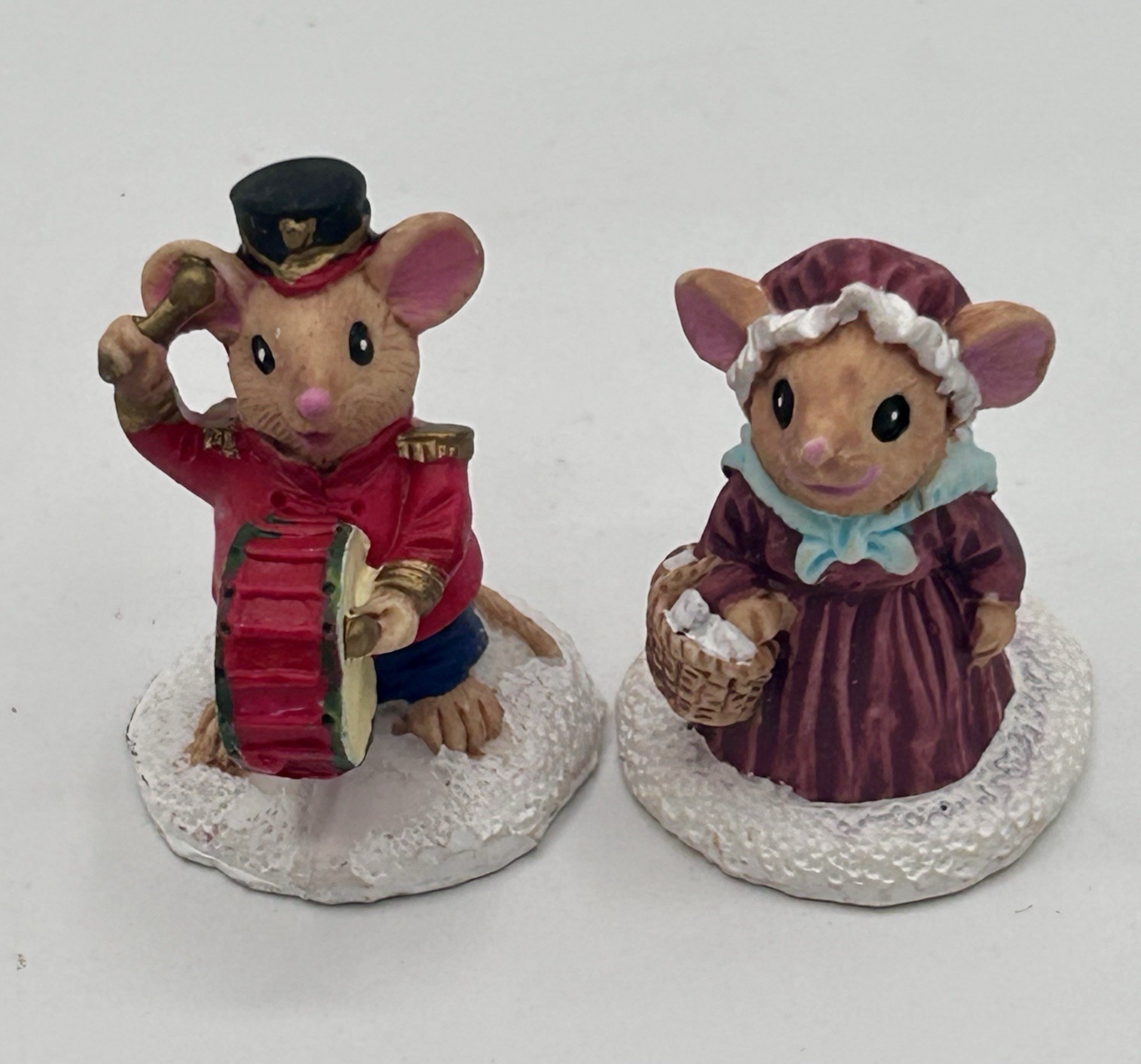 Mice Miniature Christmas Trimming Ornament Figurine Lot of 2 New