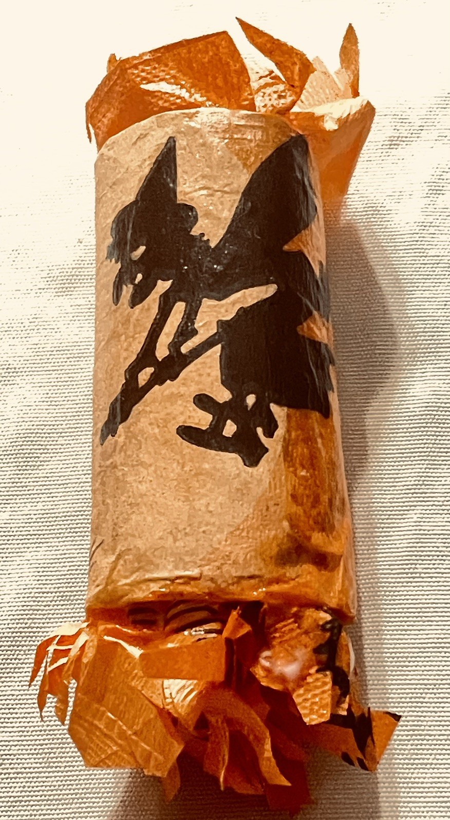 Rare vintage Halloween Crepe Paper Party Favor Witch Cat with prizes no candy 